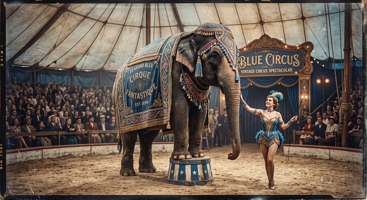 L'Horloger — affiche vintage de la troupe du Blue Circus