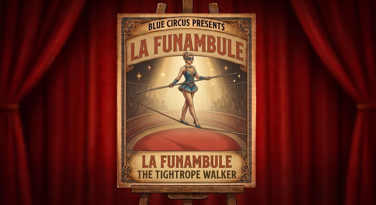 L'Équilibriste — affiche vintage de la troupe du Blue Circus